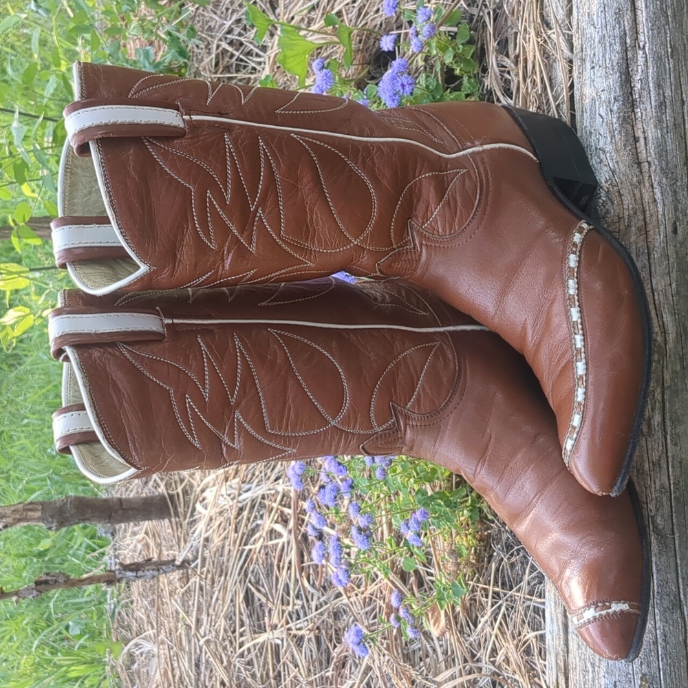 Vintage Black Label Tony Lama Western Boots | Womens 6.5-7D | Mid-calf